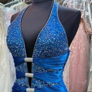 Blue Prom or Pageant Halter Dress